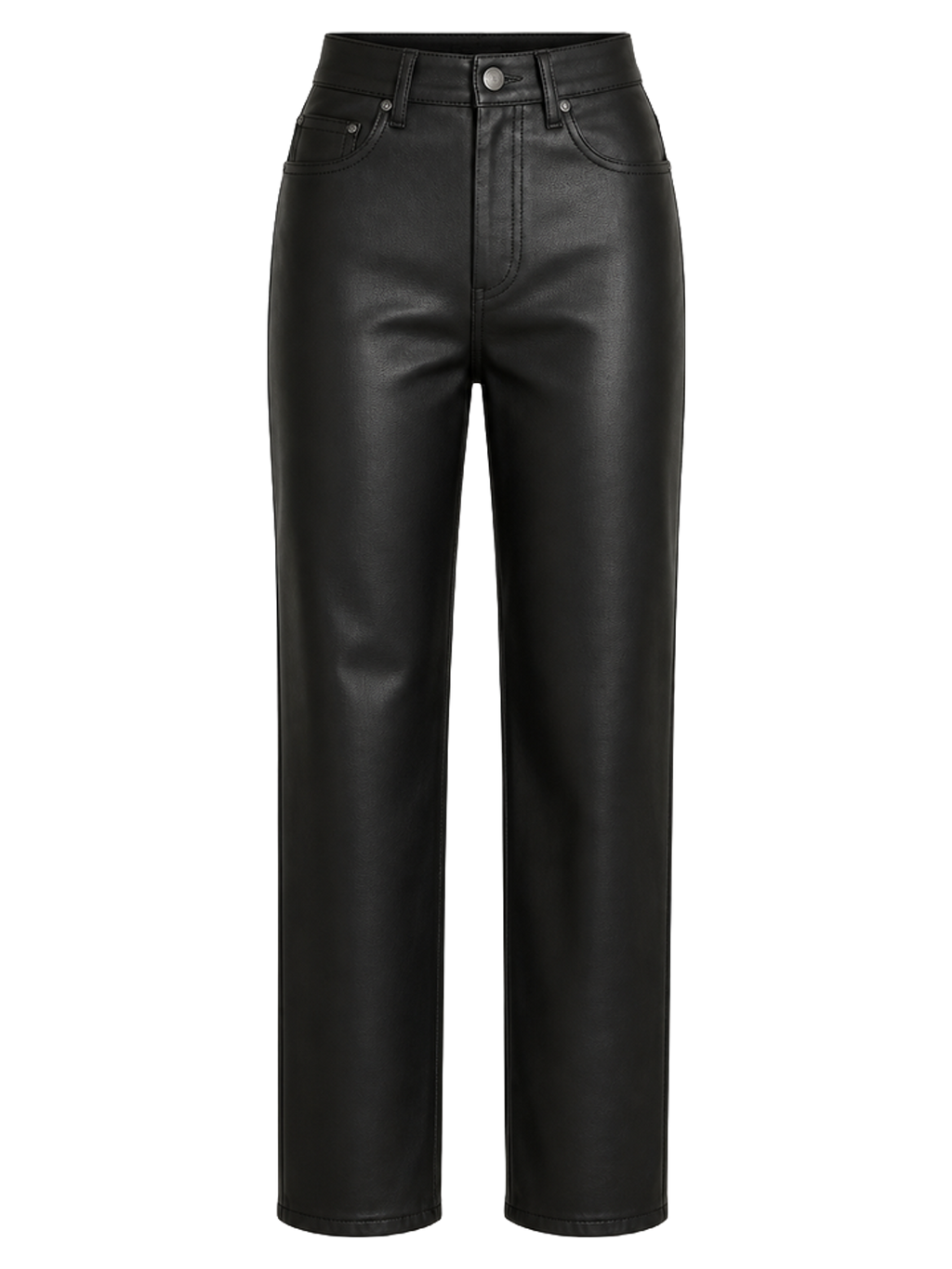 Black Faux-Leather Straight Trousers product image detail