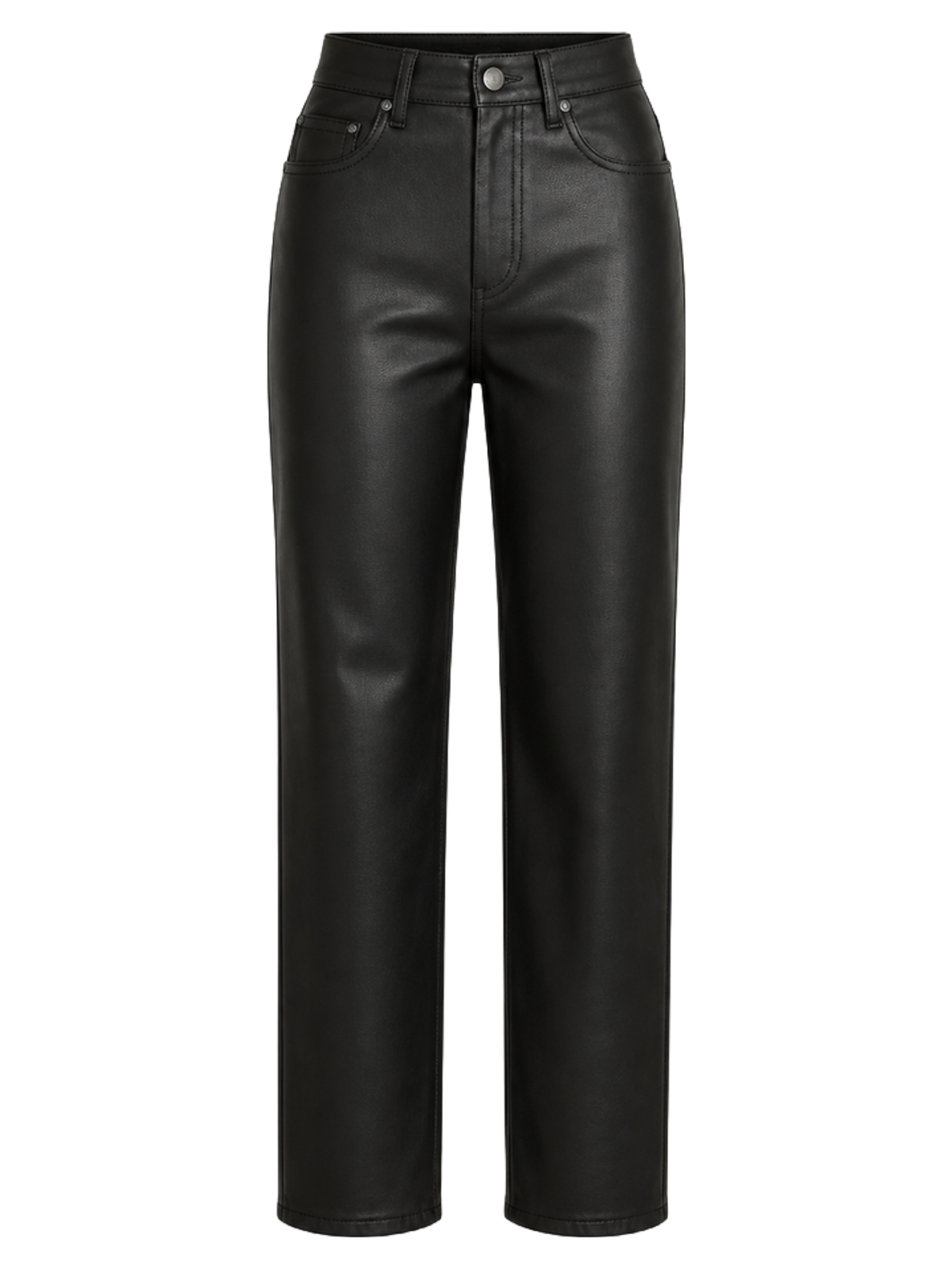 Black Faux-Leather Straight Trousers product image detail