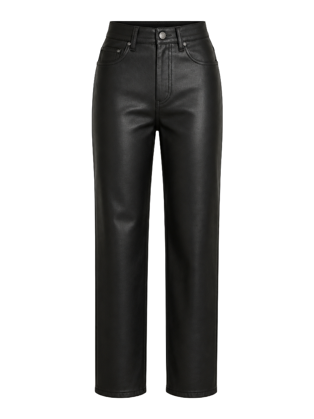 Black Faux-Leather Straight Trousers product image