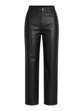 Black Faux-Leather Straight Trousers product image