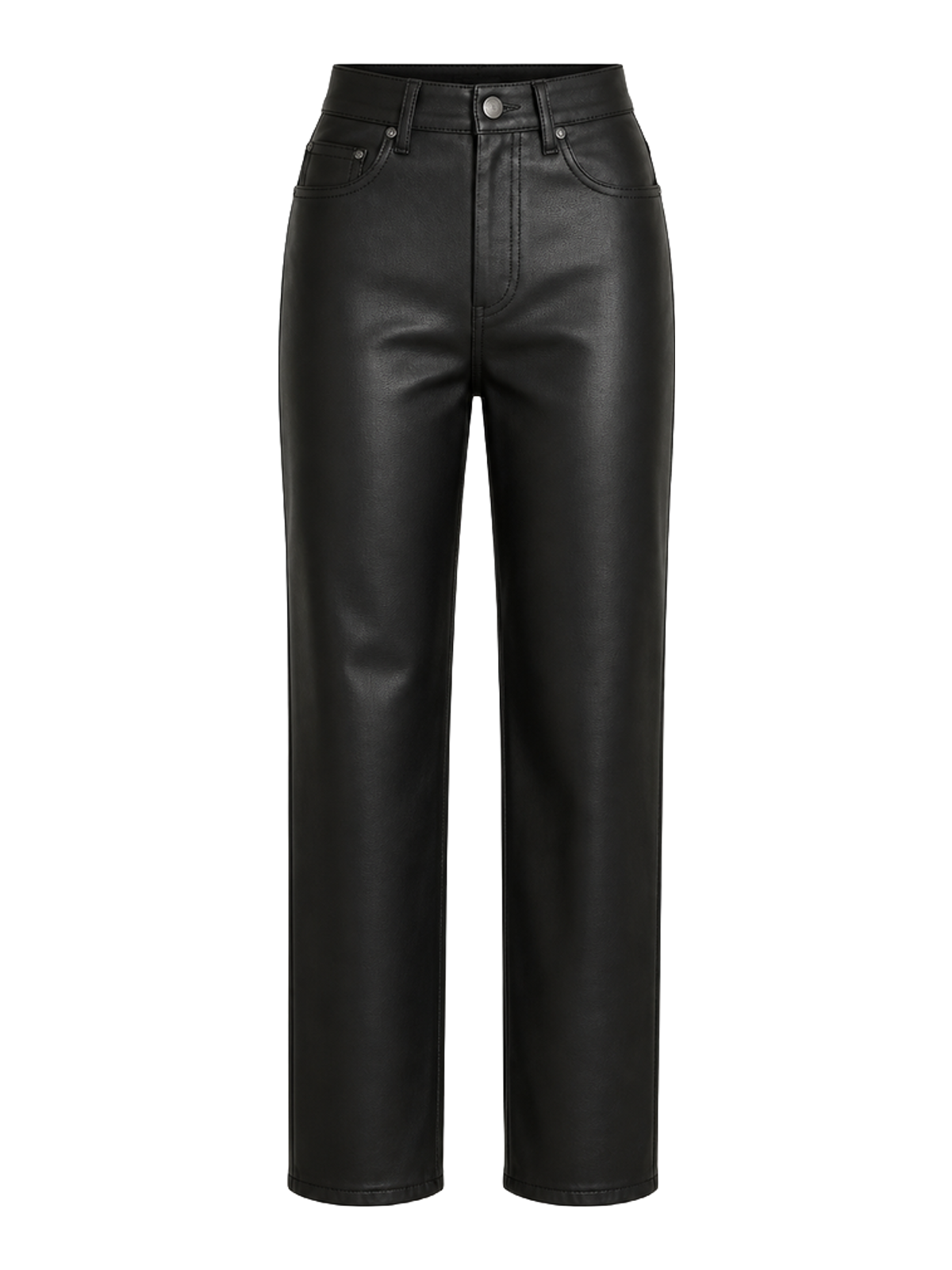Black Faux-Leather Straight Trousers product image