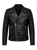 Black Leather Biker Jacket transparent product image