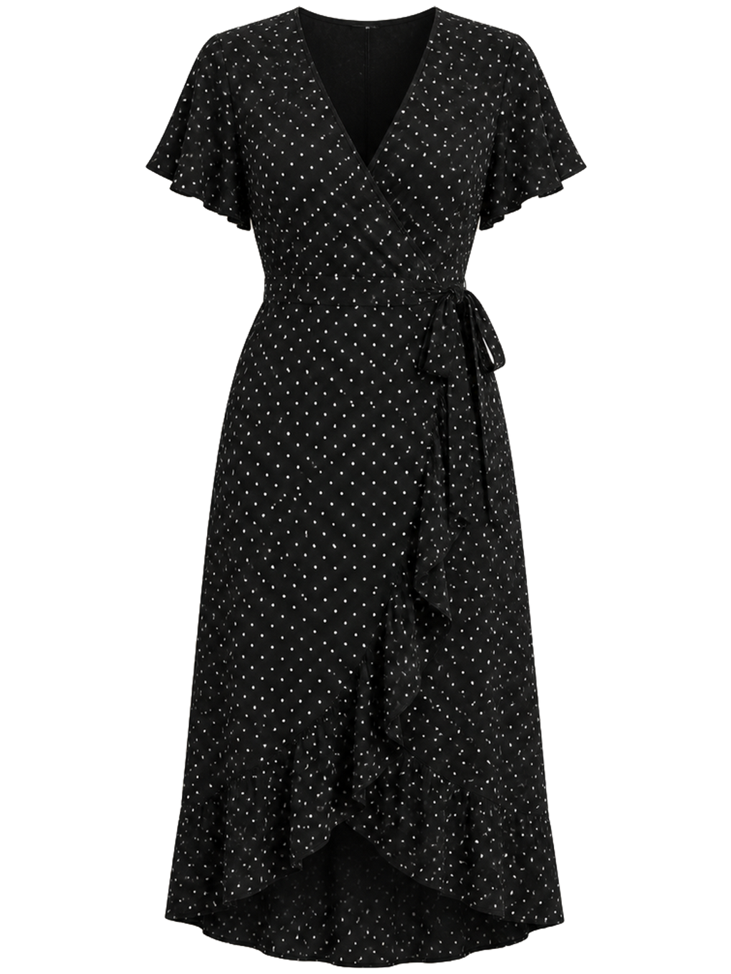 Black Polka Wrap Dress detail product image