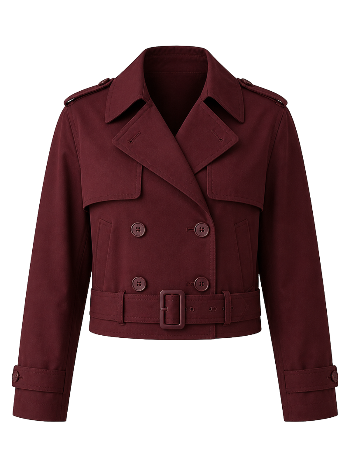Burgundy Cropped Trench Jacket product image detail