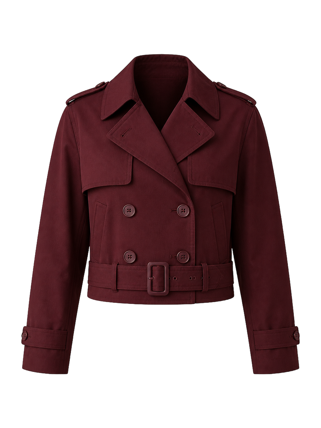 Burgundy Cropped Trench Jacket product image