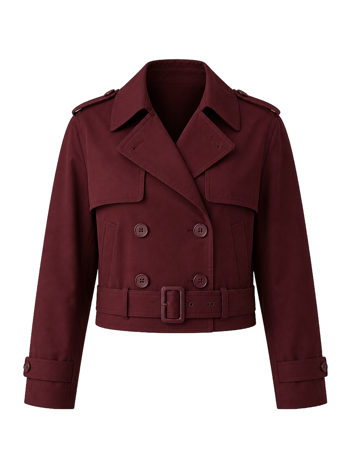 Burgundy Cropped Trench Jacket product image