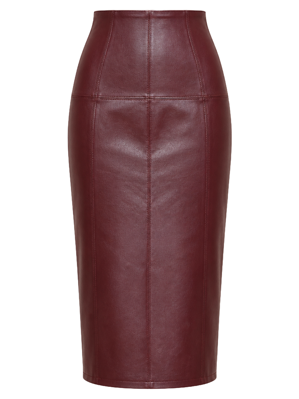 Burgundy Leather Pencil Skirt product image detail