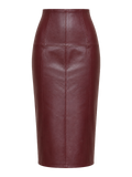 Burgundy Leather Pencil Skirt product image