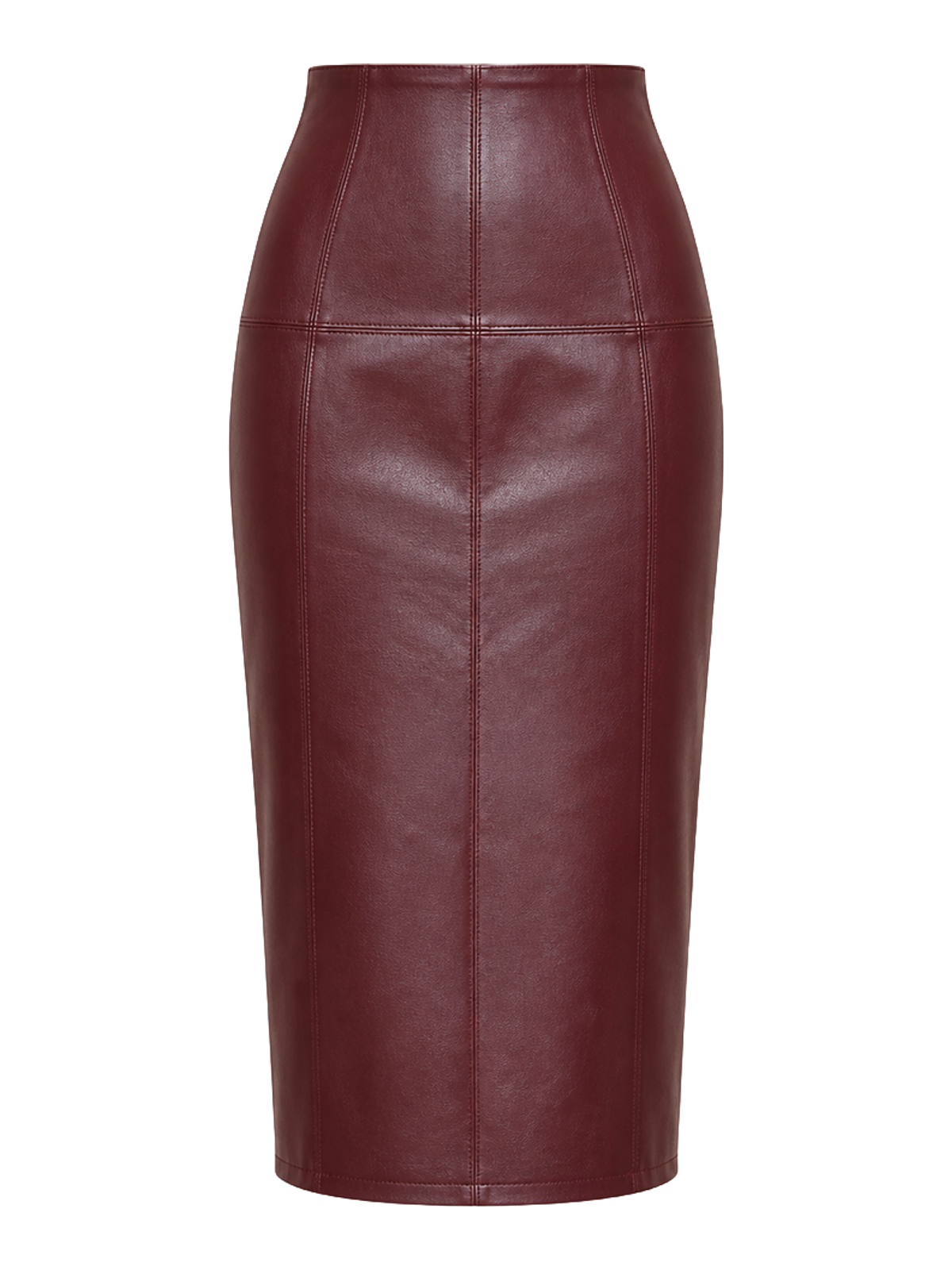 Burgundy Leather Pencil Skirt product image