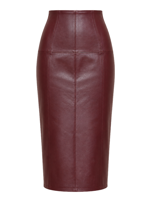 Burgundy Leather Pencil Skirt product image