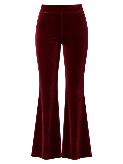 Burgundy Velvet Flare Trousers product image detail