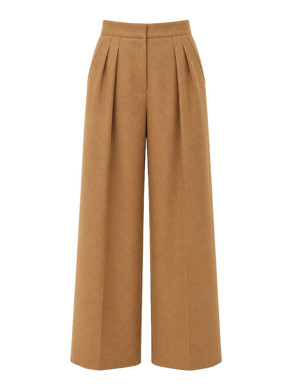 Camel Pleated Wide-Leg Trousers product image