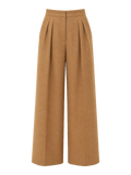 Camel Pleated Wide-Leg Trousers product image
