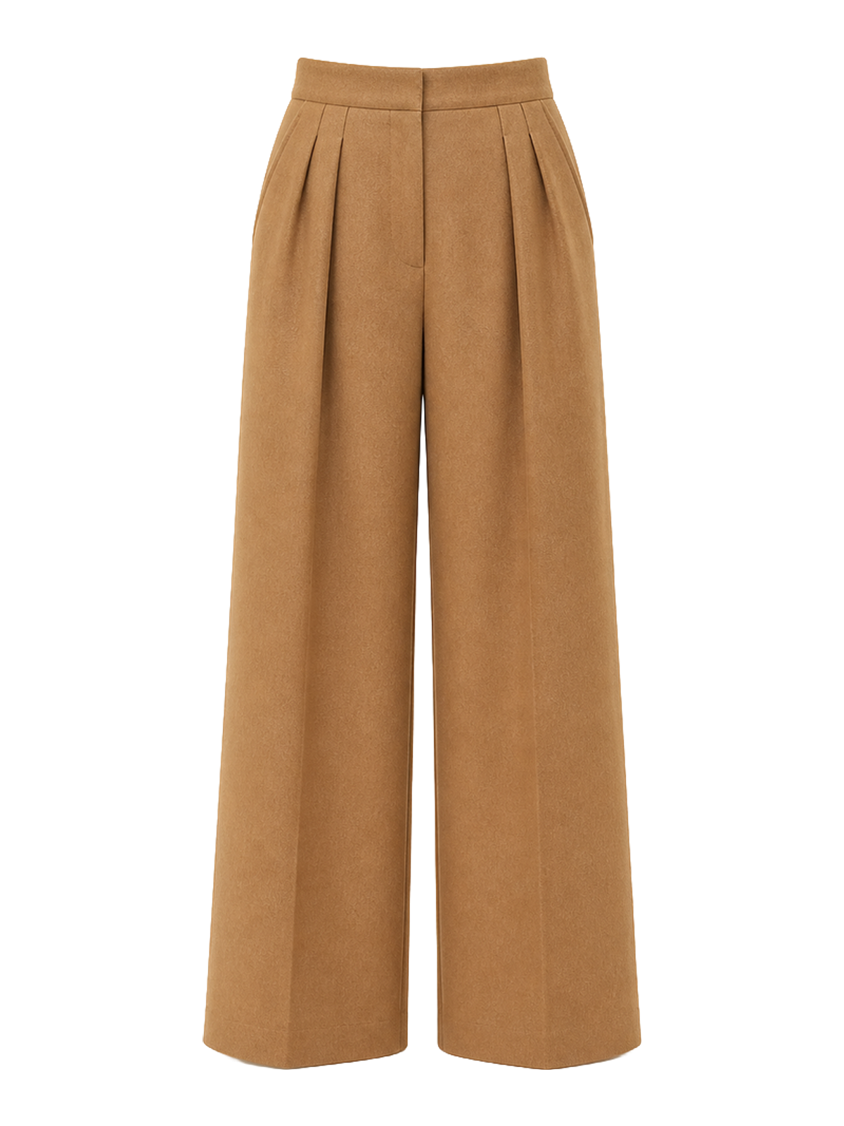 Camel Pleated Wide-Leg Trousers product image