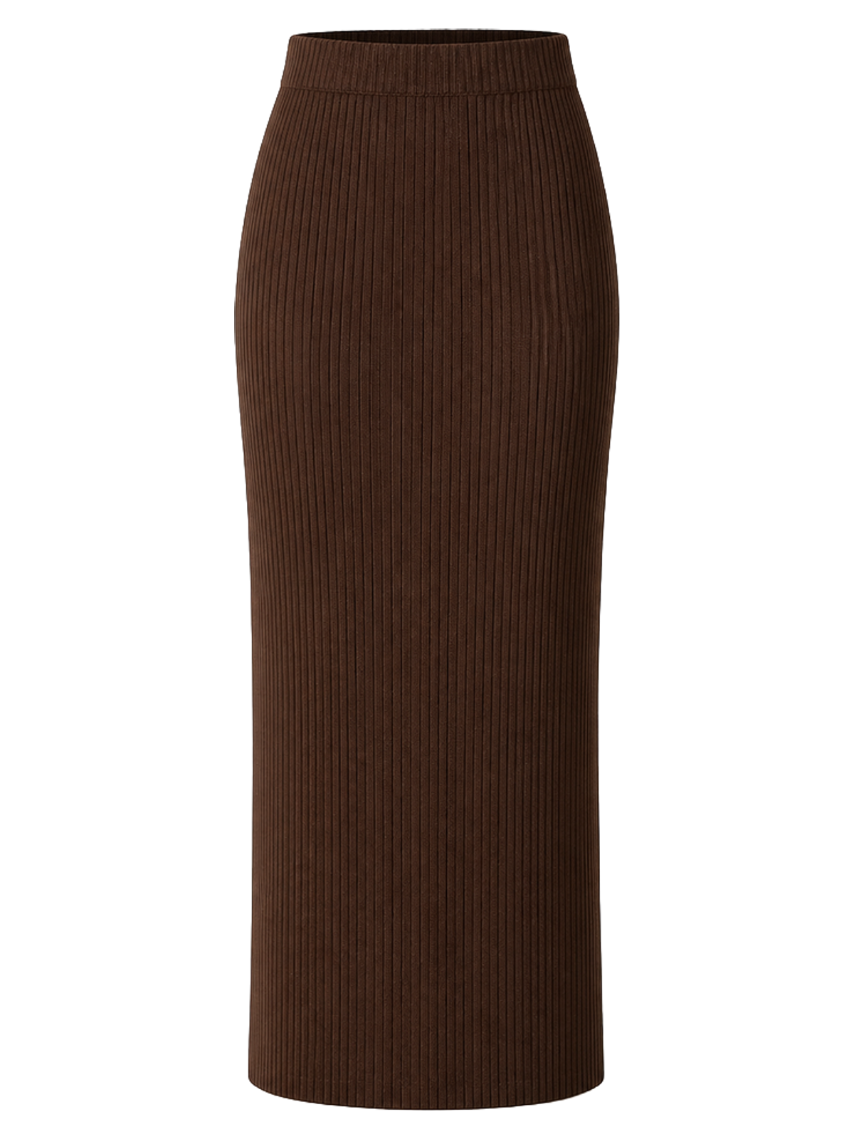 Chocolate Ribbed Column Skirt product image detail