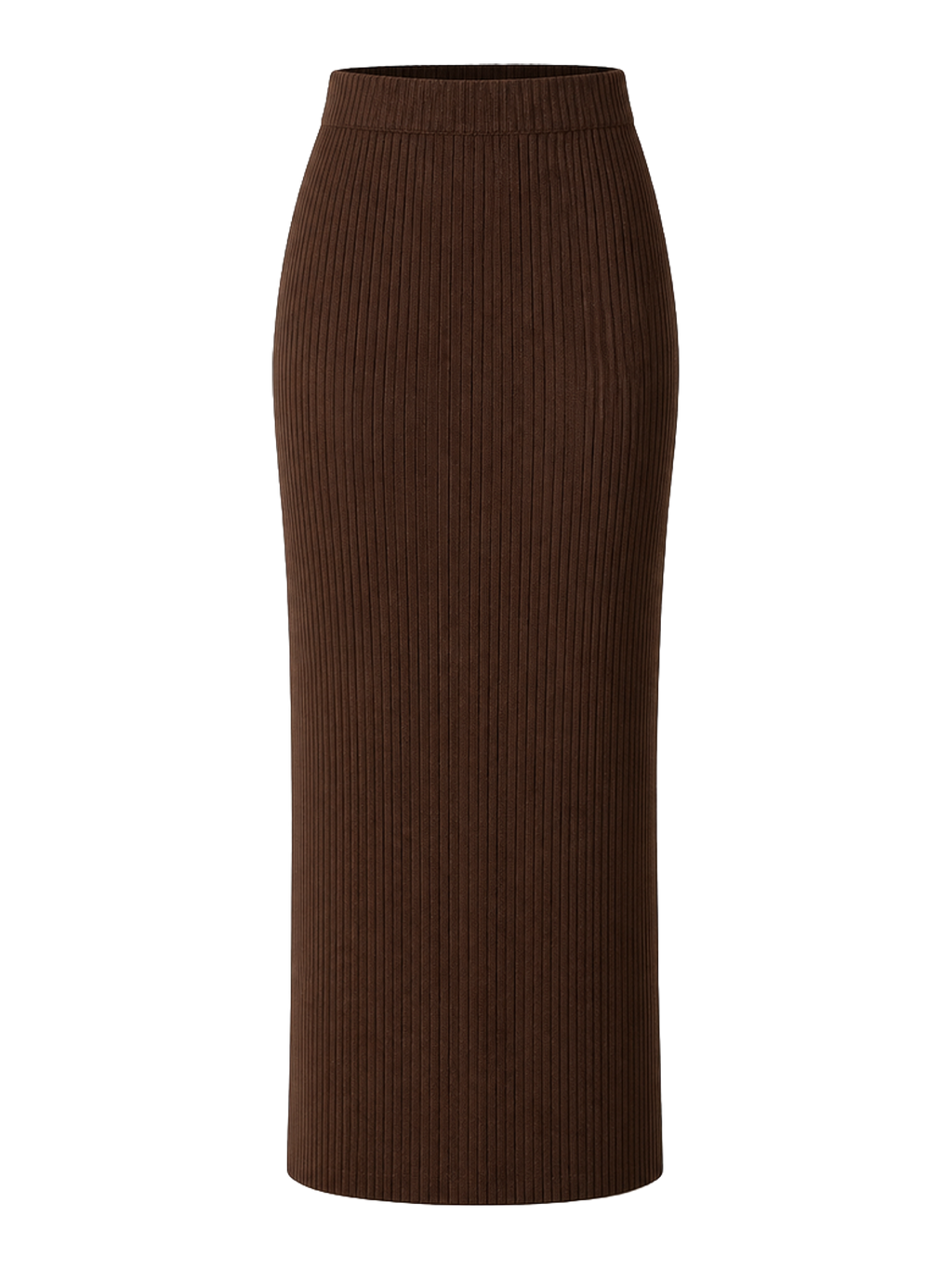 Chocolate Ribbed Column Skirt product image