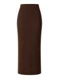 Chocolate Ribbed Column Skirt product image