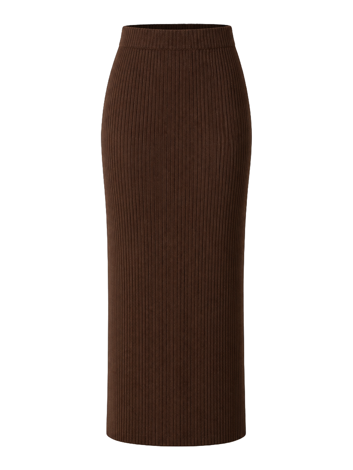 Chocolate Ribbed Column Skirt product image