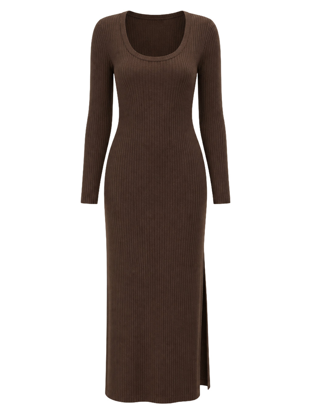 Chocolate Ribbed Knit Maxi Dress product image detail