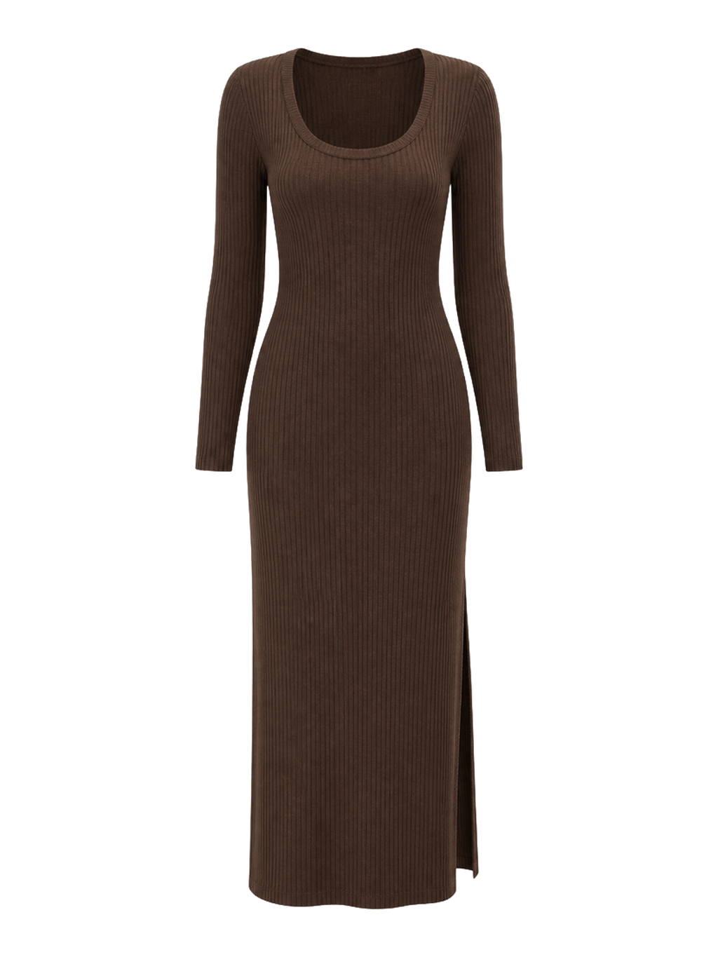 Chocolate Ribbed Knit Maxi Dress product image