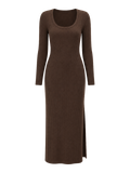 Chocolate Ribbed Knit Maxi Dress product image