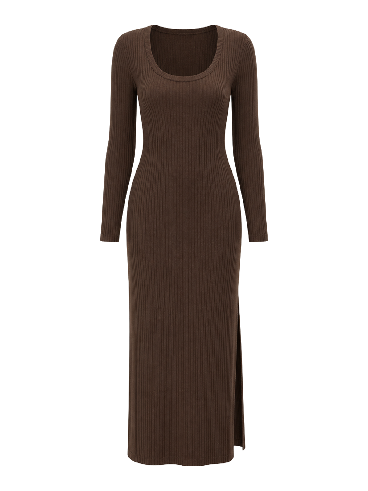 Chocolate Ribbed Knit Maxi Dress product image