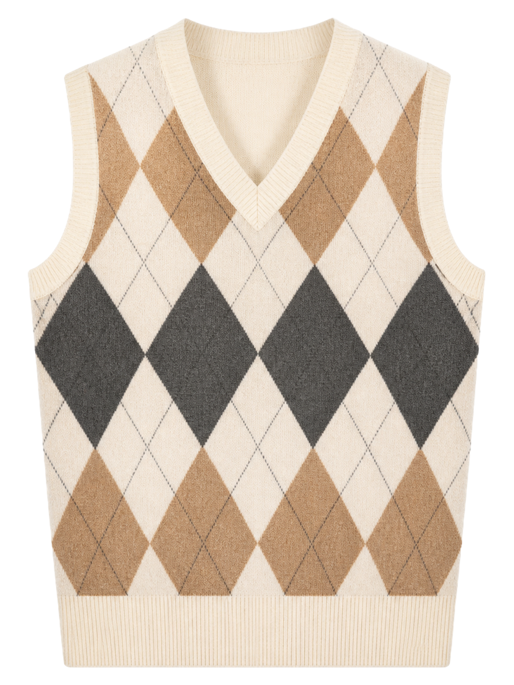 Cream Argyle Sweater Vest product image detail