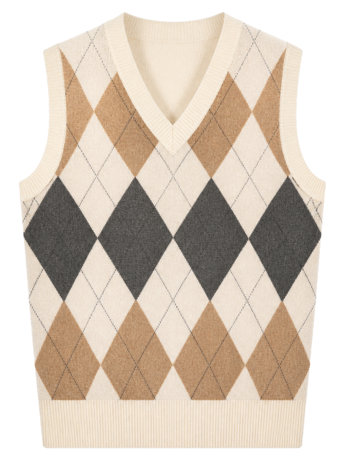 Cream Argyle Sweater Vest product image detail