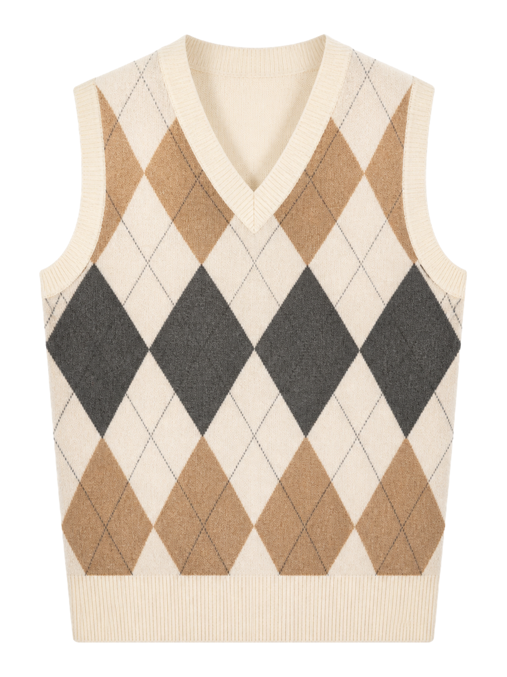 Cream Argyle Sweater Vest product image