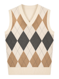 Cream Argyle Sweater Vest product image