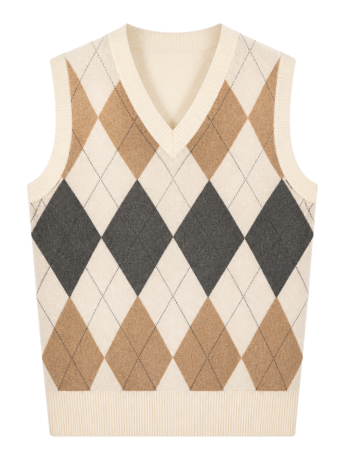 Cream Argyle Sweater Vest product image