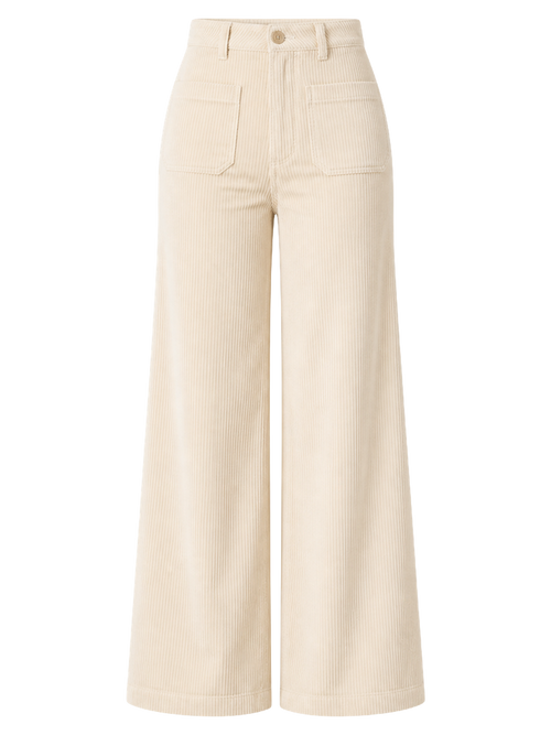 Cream Corduroy Wide-Leg Trousers product image detail