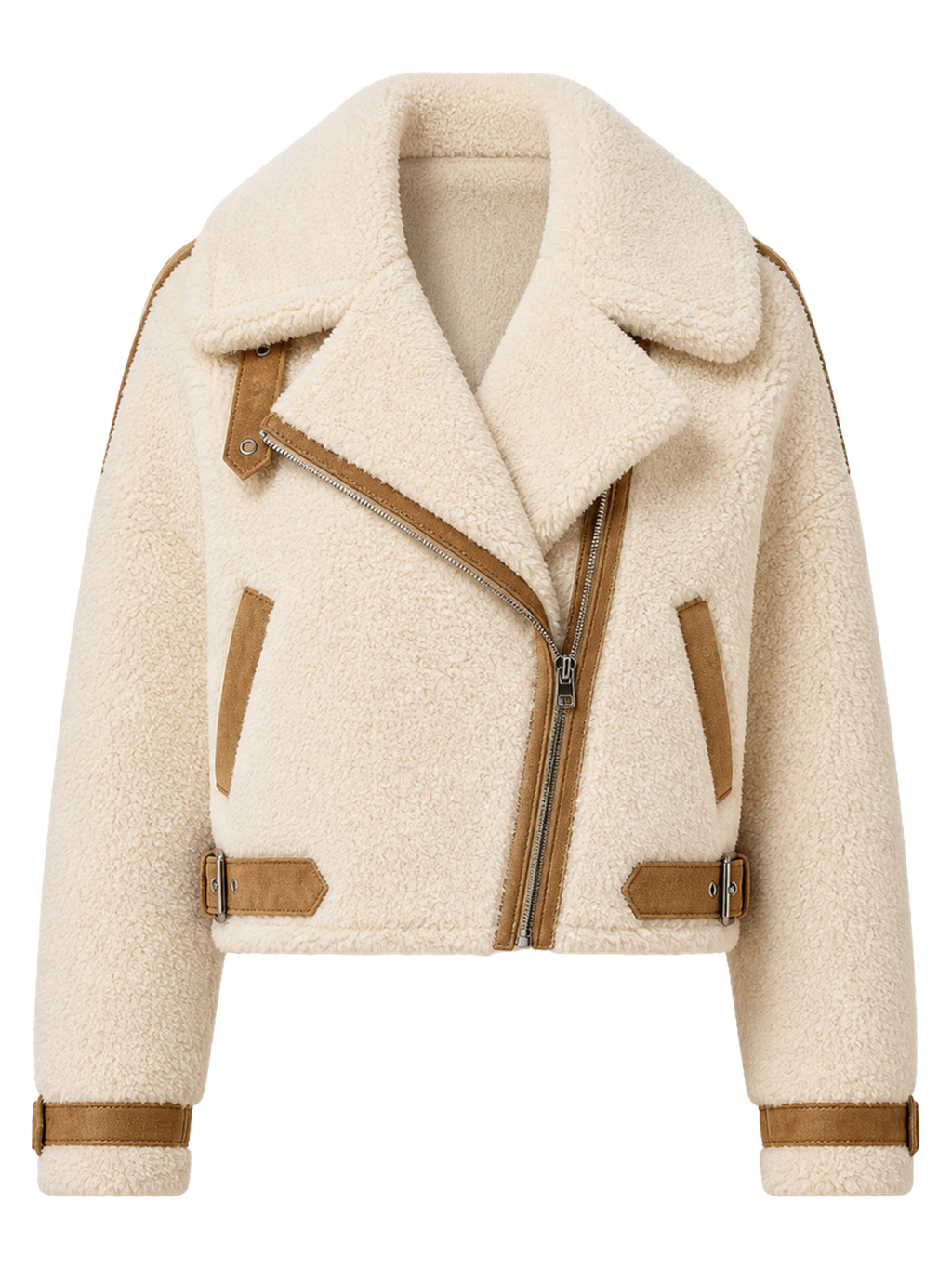 Cream Shearling Aviator Jacket product image detail