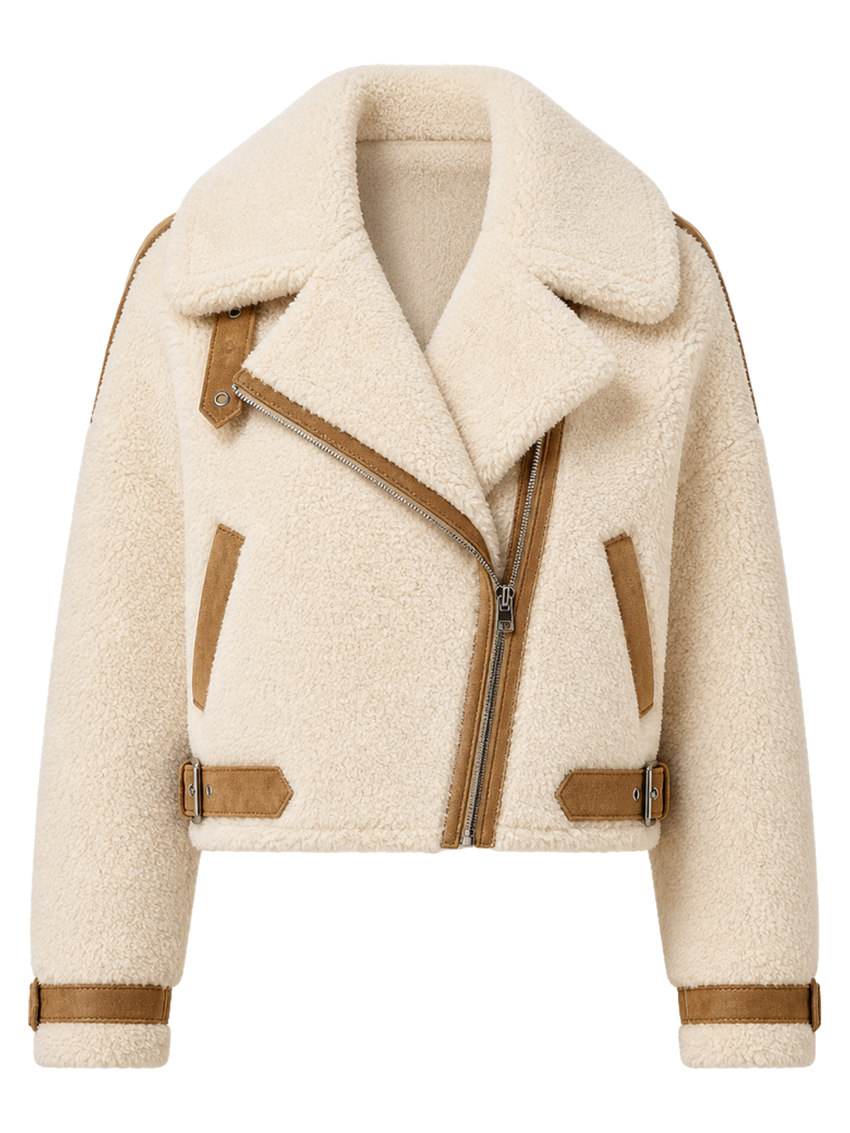 Cream Shearling Aviator Jacket product image detail