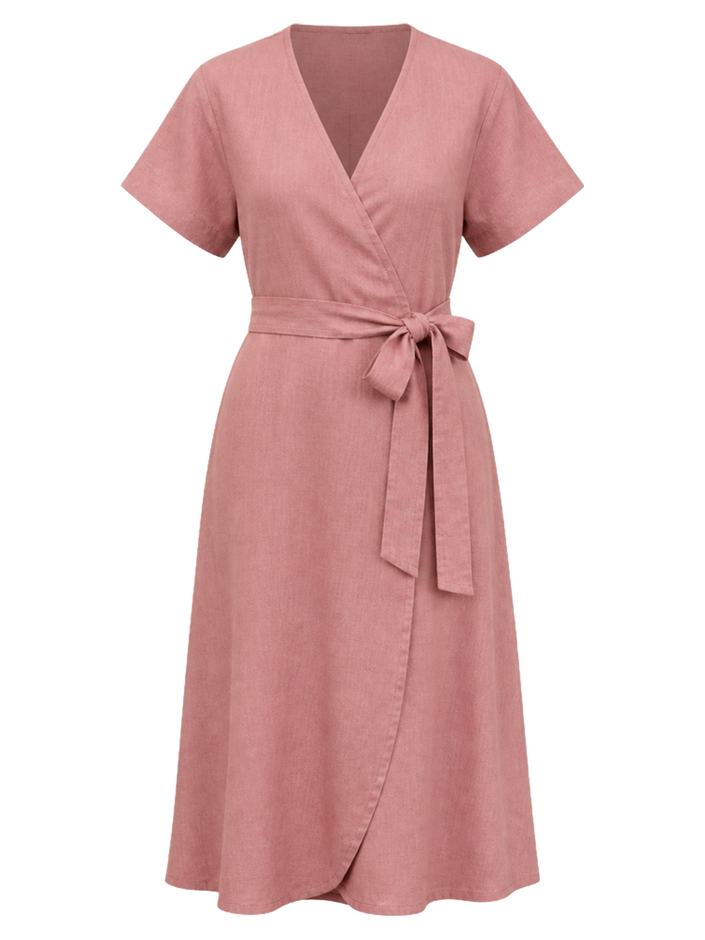 Dusty Rose Linen Wrap Dress product image detail