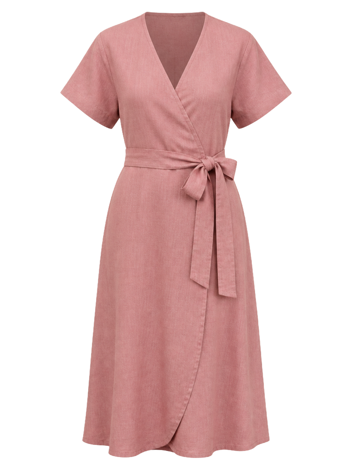 Dusty Rose Linen Wrap Dress product image detail