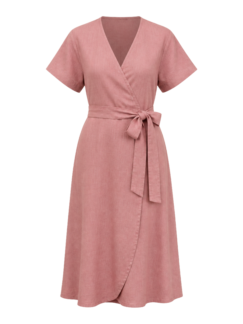 Dusty Rose Linen Wrap Dress product image