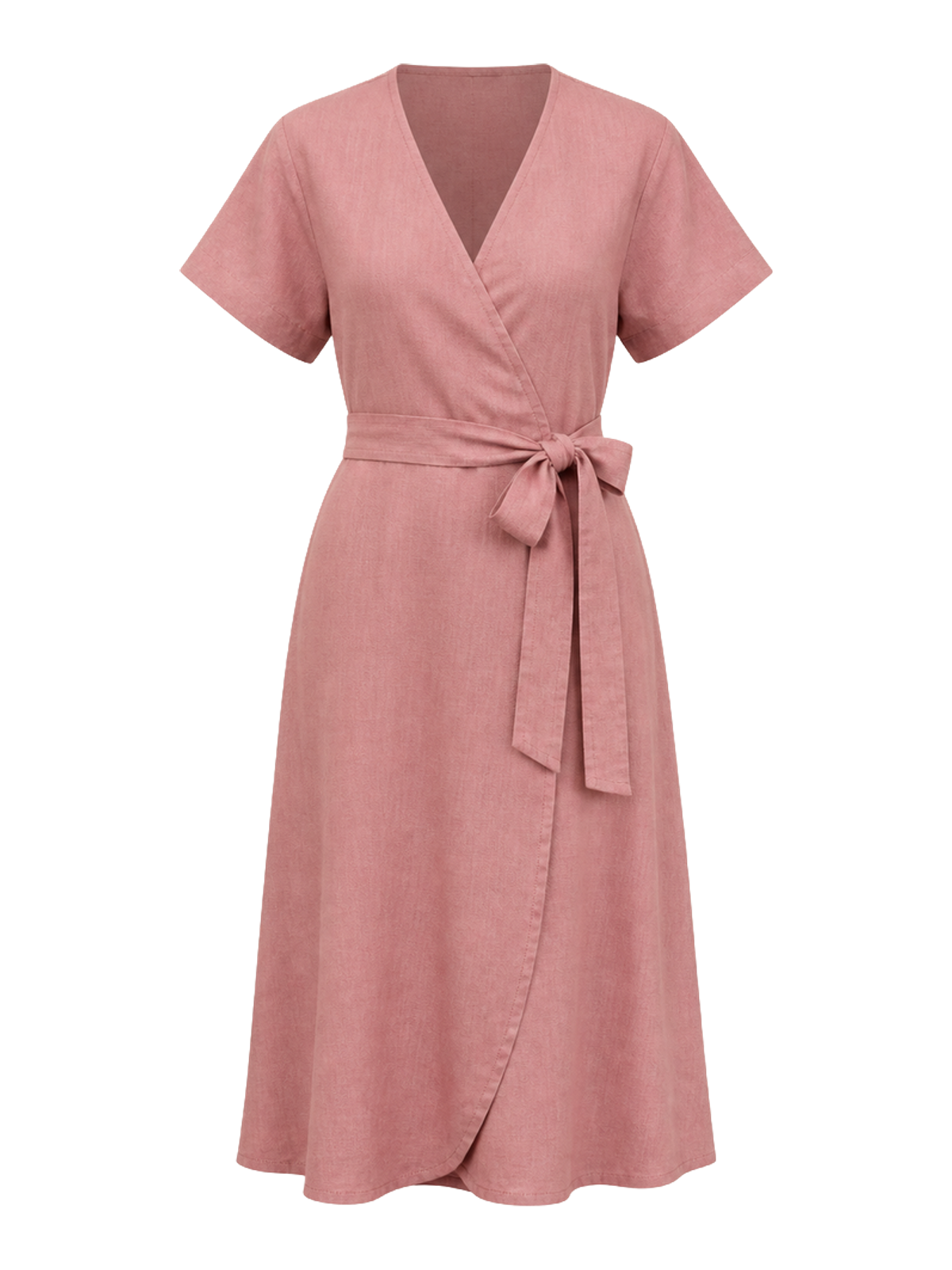 Dusty Rose Linen Wrap Dress product image