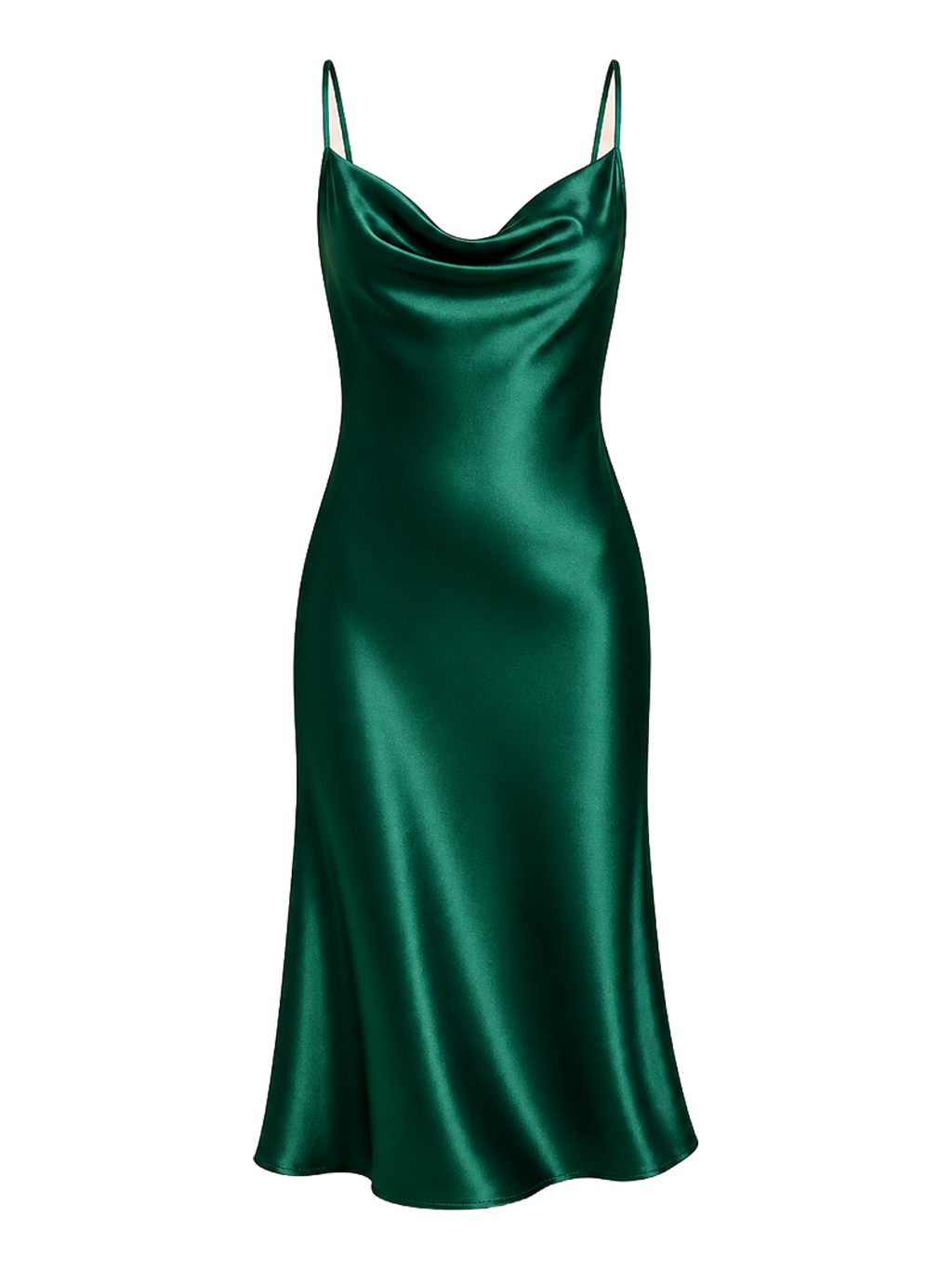 Emerald Satin Midi Dress transparent product image