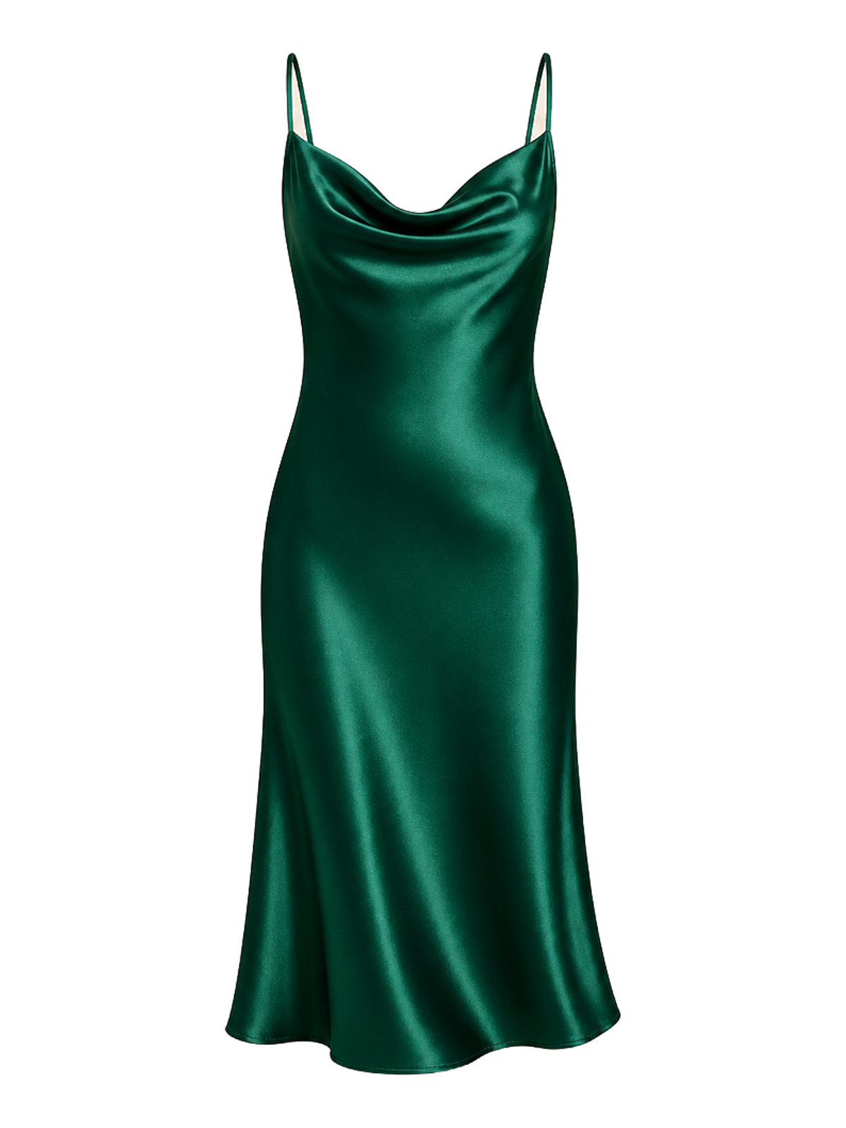 Emerald Satin Midi Dress transparent product image
