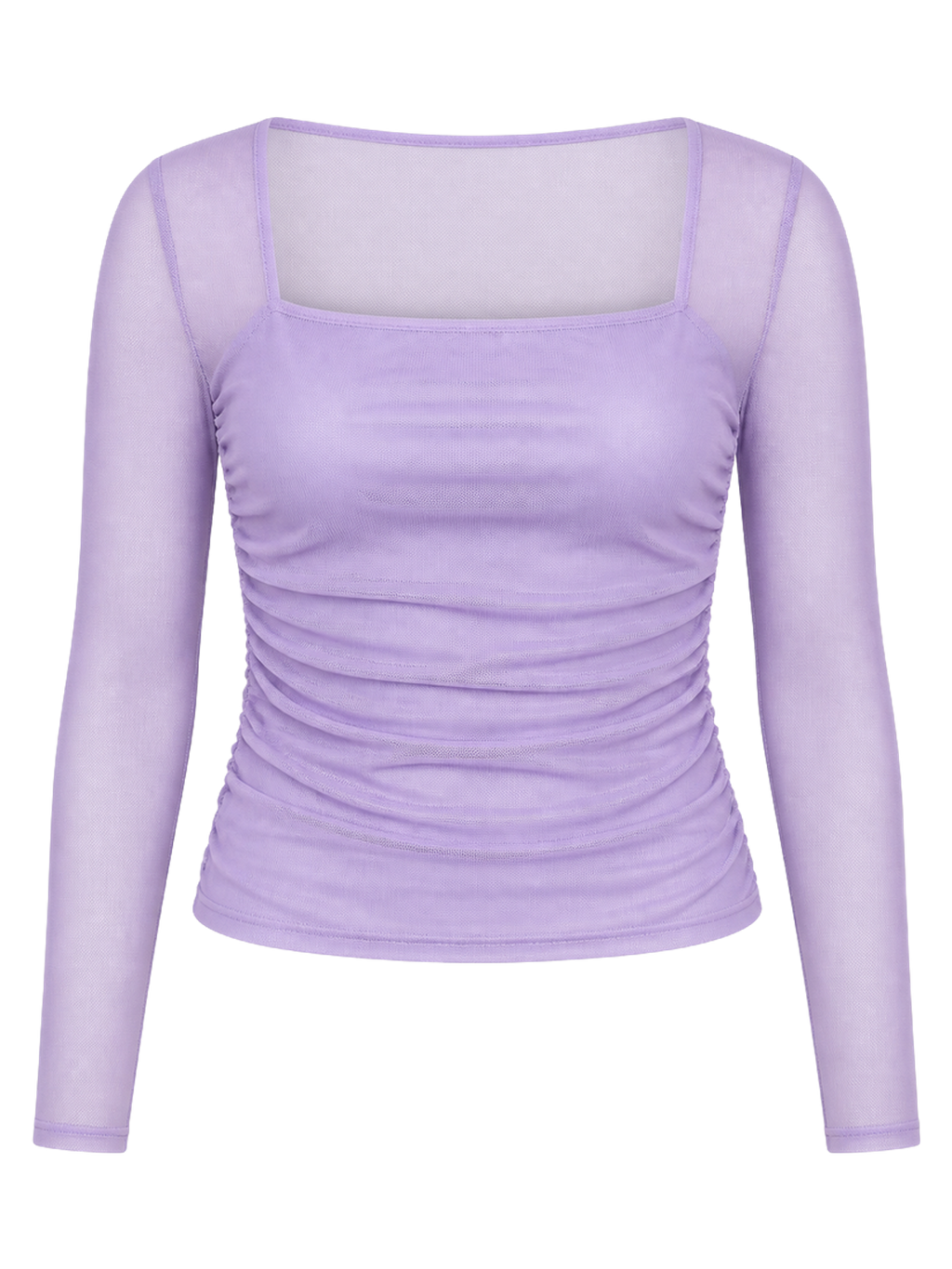 Lilac Ruched Mesh Top product image detail