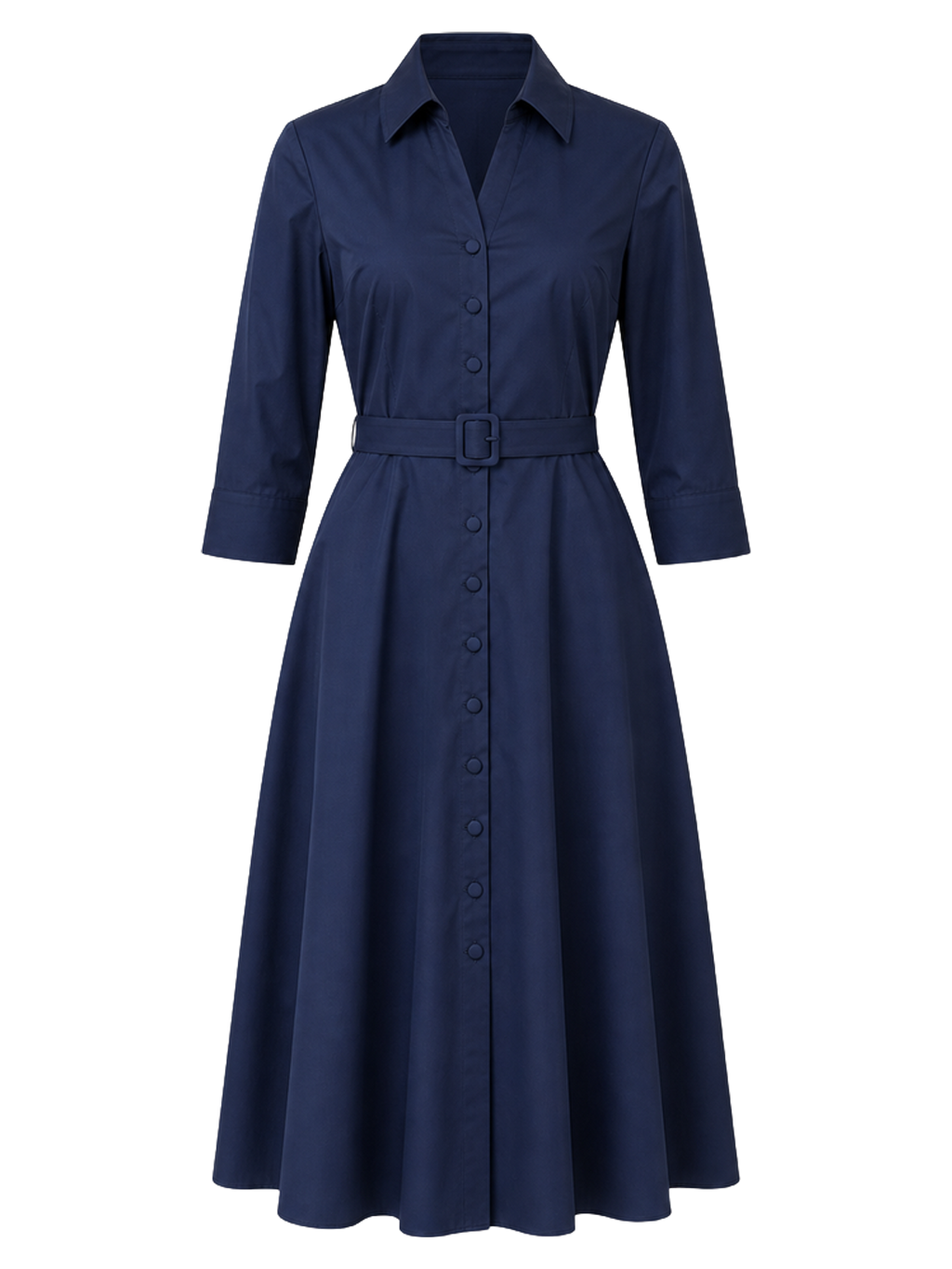 Navy Belted Shirt Midi Dress product image detail