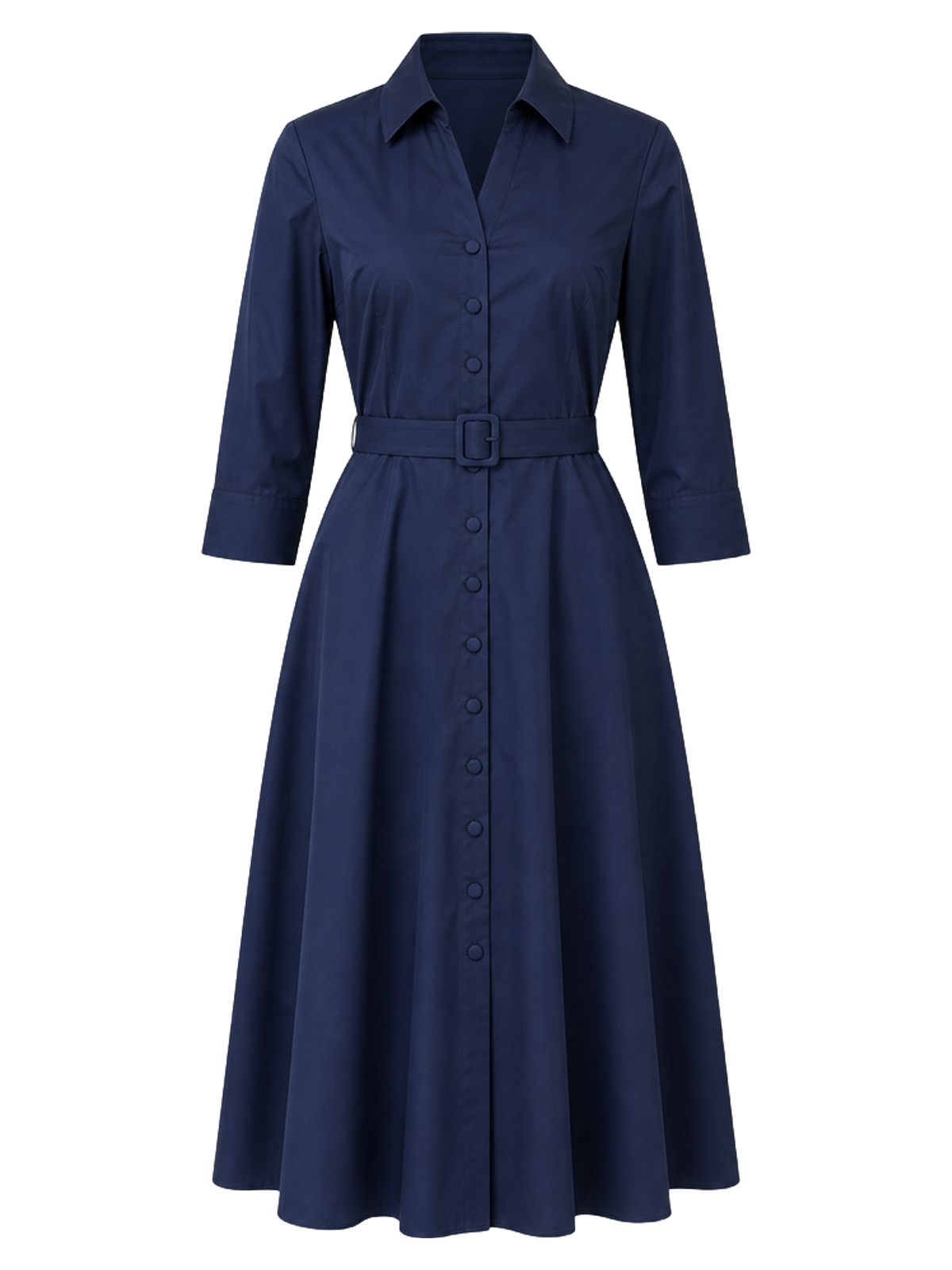 Navy Belted Shirt Midi Dress product image detail