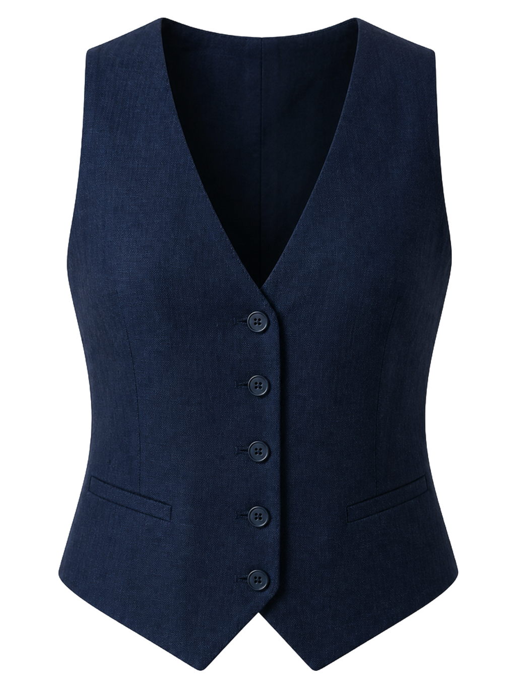 Navy Tailored Linen Waistcoat product image detail