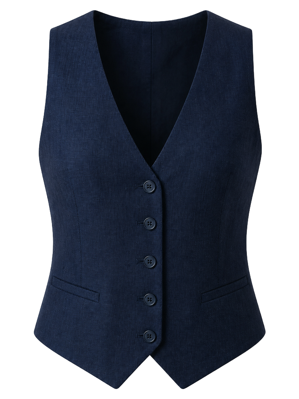Navy Tailored Linen Waistcoat product image detail
