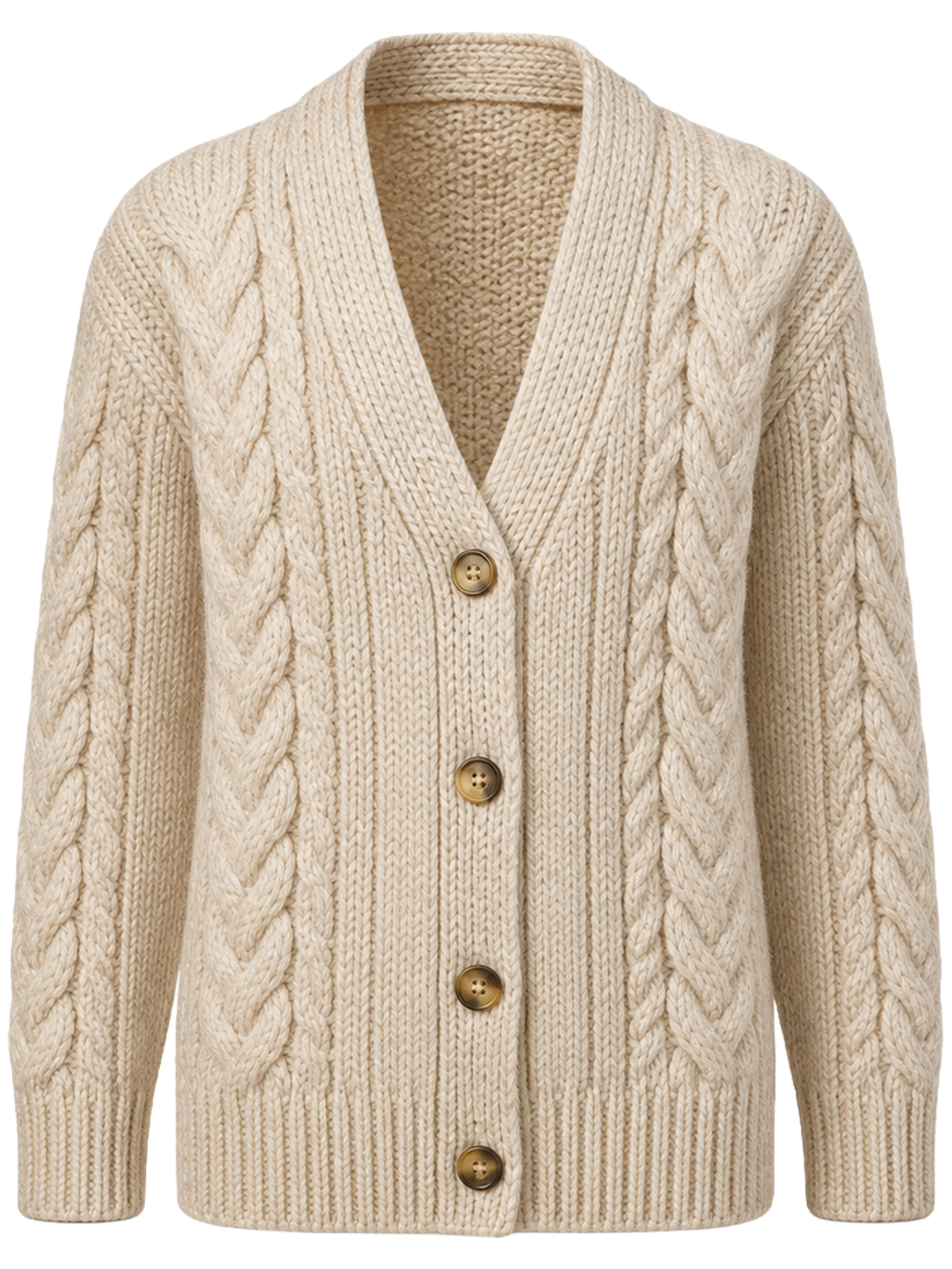 Oat Cable-Knit Cardigan detail product image