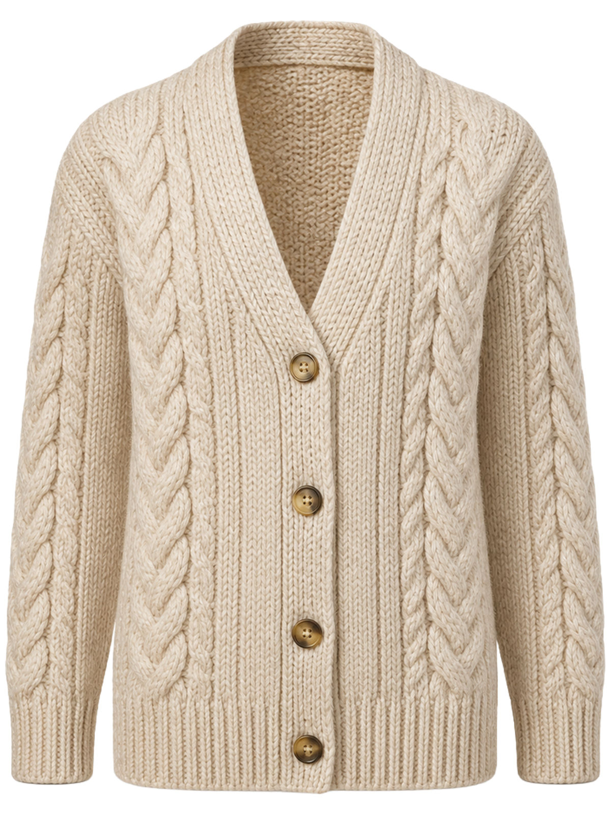 Oat Cable-Knit Cardigan detail product image