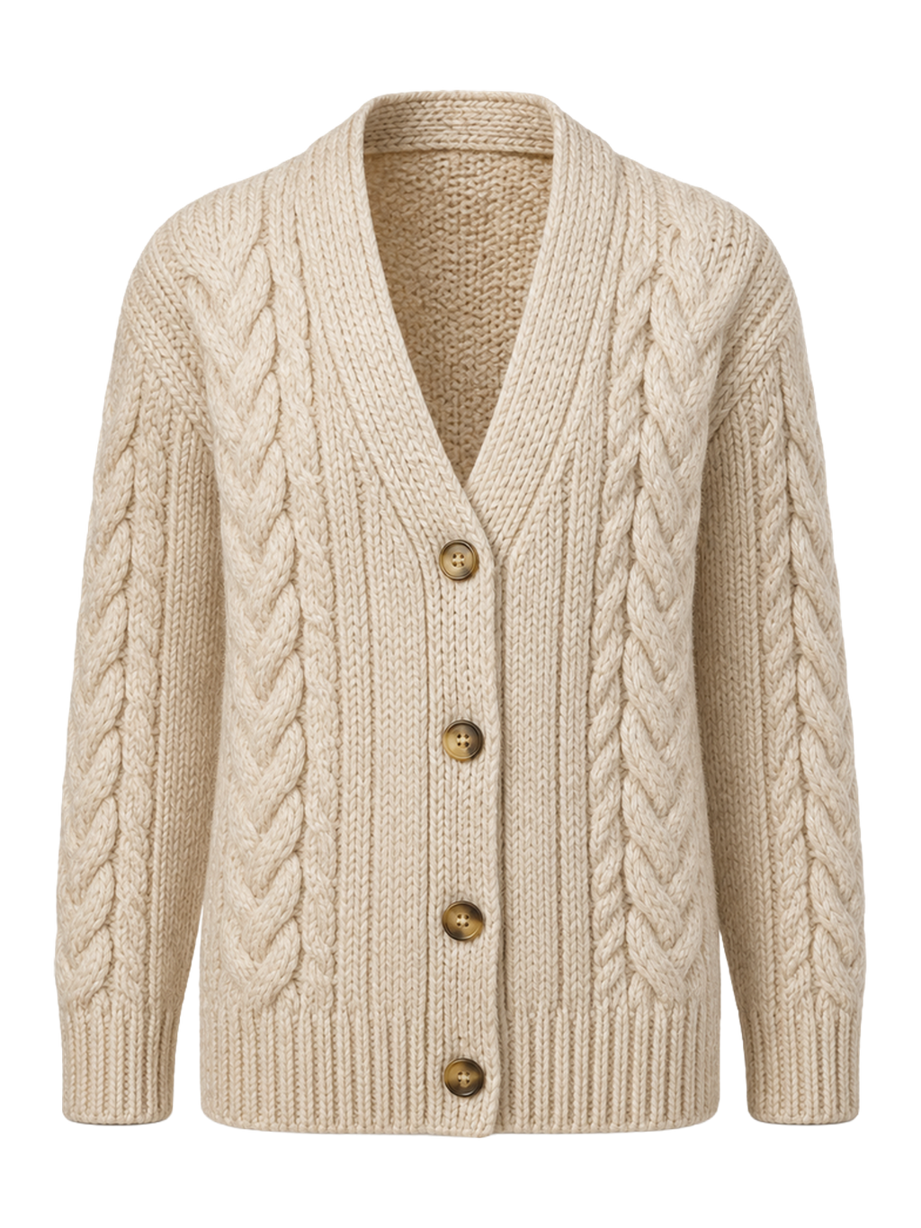 Oat Cable-Knit Cardigan transparent product image
