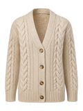 Oat Cable-Knit Cardigan transparent product image
