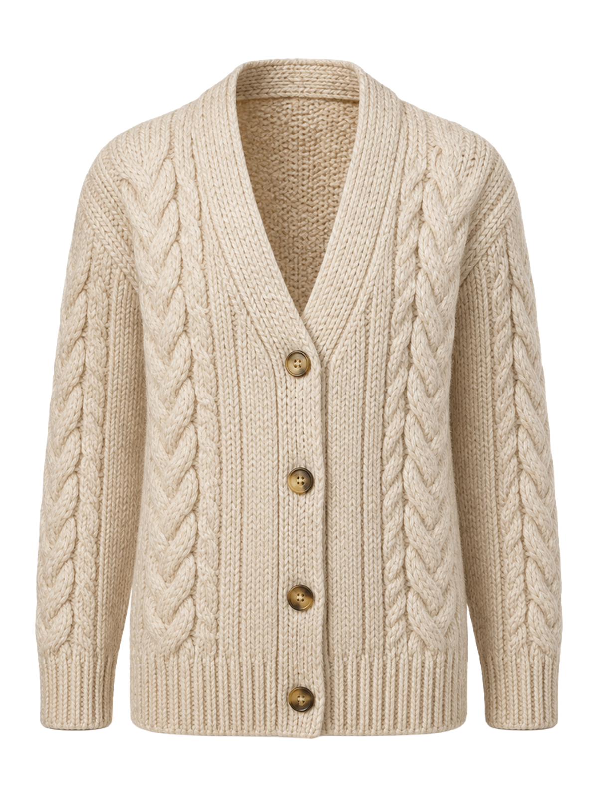 Oat Cable-Knit Cardigan transparent product image